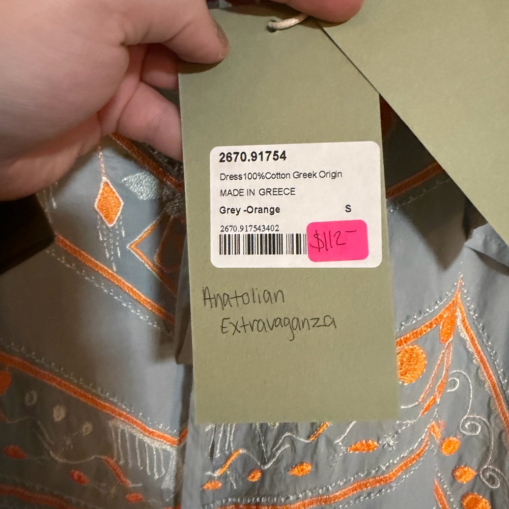 NWT 100% Greek Linen Embroidered Ruffle Mini Dress with Pockets - Aether Concept - Picture 3 of 7